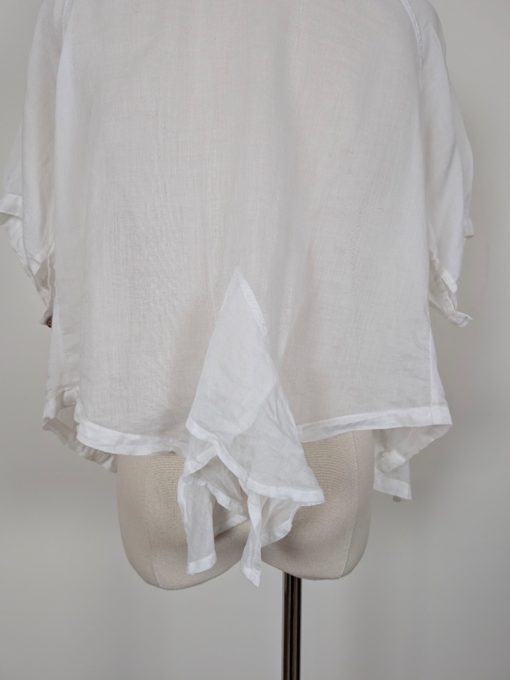 Sheer Cotton Short Sleeve Blouse Size Small White Boho - Picture 9 of 15